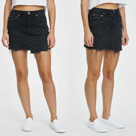 Daze Denim Dresses & Skirts - NWT Daze Lovergirl Denim High Rise Mini Skirt Mixtape Distressed Jeans Black M